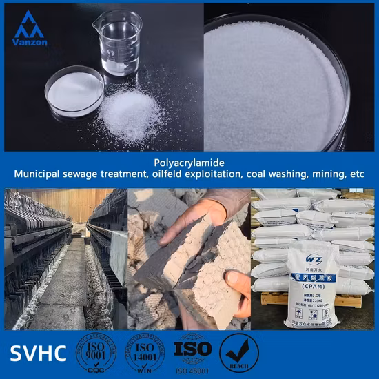 Flocculant Cationic Polyacrylamide Industrial Water Treatment Wastewater Treatment Polymer Water Treatment Chemical Polyelectrolyte Anionic Polyacrylamide